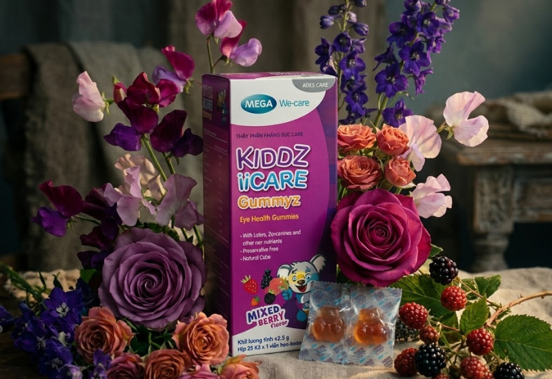 Kẹo dẻo bổ mắt Kiddz Iicare Mega Lifesciences (Hộp 25 túi x 1 viên)