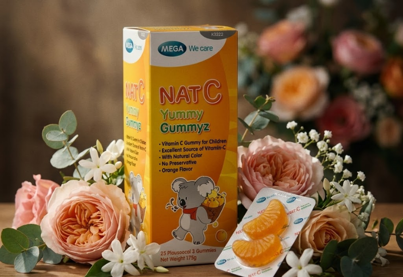 Kẹo dẻo Nat C Yummy Gummyz Mega We Care (Hộp 25 gói)