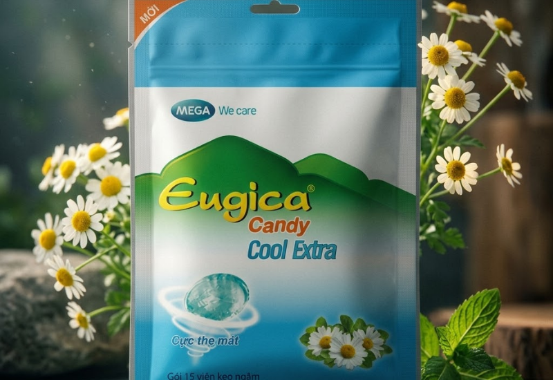 Kẹo ngậm thảo dược Eugica Mega Lifesciences (Hộp 100 viên / Gói 15 viên)