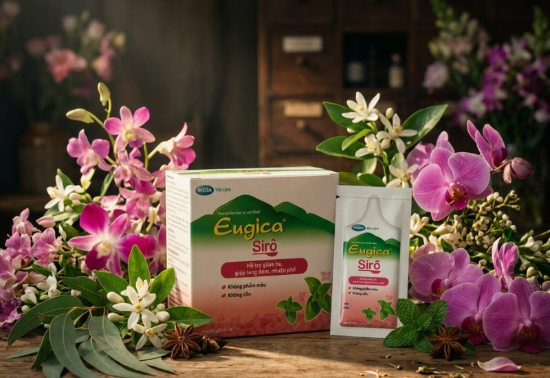 Siro ho thảo dược Eugica Mega Lifesciences (Hộp 30 gói x 5ml)