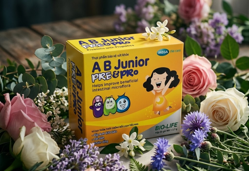 Men vi sinh hỗ trợ tiêu hóa cho bé A.B. Junior Pre & Pro (Hộp 30 gói)