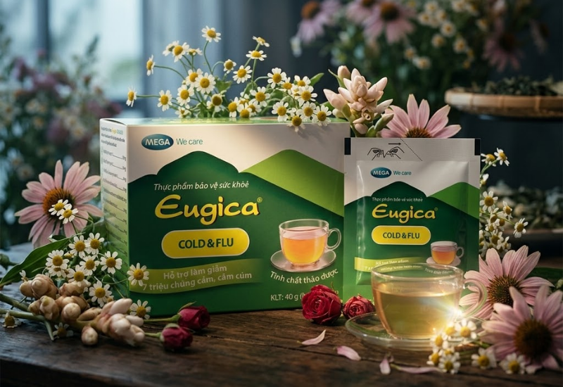 Trà thảo dược Eugica Cold & Flu Herbal Infusion (Hộp 10 gói)