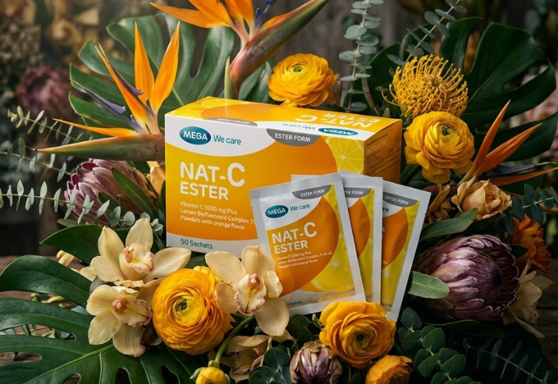 Thực phẩm bảo vệ sức khỏe Nat C Ester Mega We Care (Hộp 30 gói)