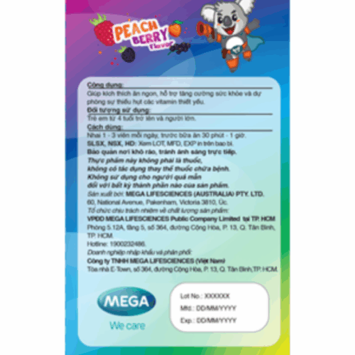 Viên nhai bổ sung đa Vitamin KIDDZ Vita Chewz MEGA We care (Hộp 20 gói)