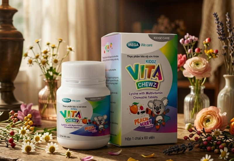 Viên nhai bổ sung đa Vitamin KIDDZ Vita Chewz MEGA We care (Hộp 20 gói)