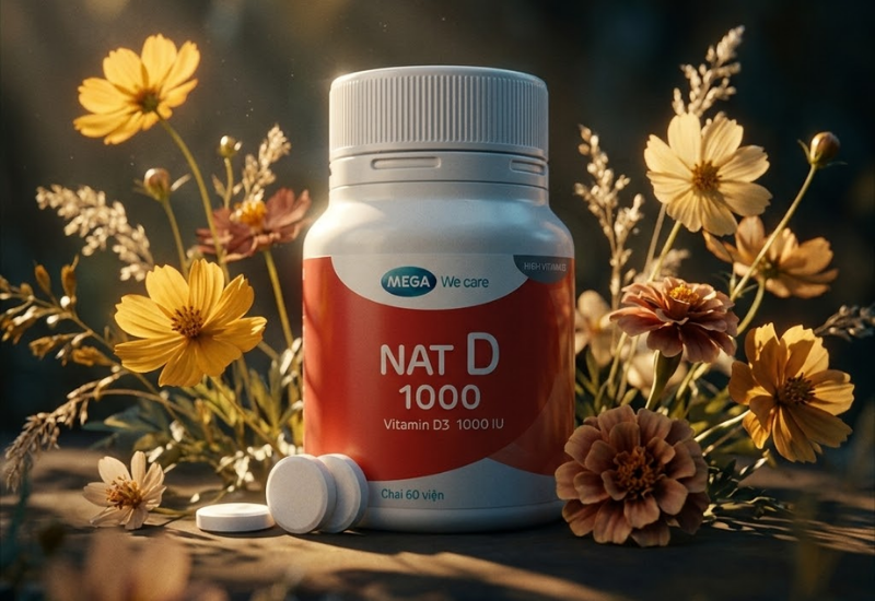 Vitamin D3 NAT D 1000 MEGA We care (Hộp 30 viên)