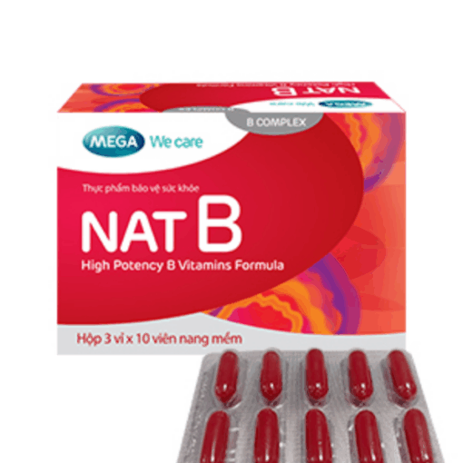 Vitamin nhóm B liều cao NAT B MEGA We care (Hộp 30 viên)