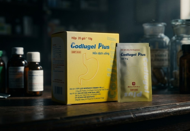 Hỗn dịch uống điều trị viêm loét dạ dày Codlugel Plus (Hộp 20 gói)