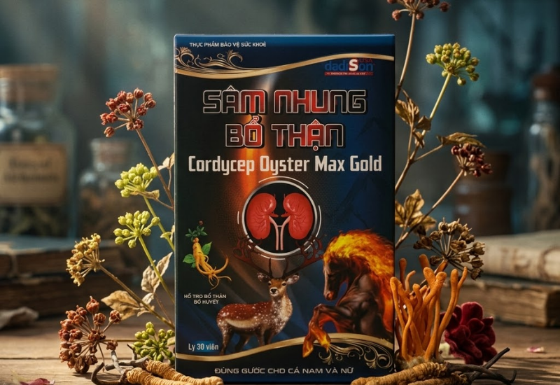 Sâm Nhung Bổ Thận Cordycep Oyster Max Gold (Hộp 30 viên)