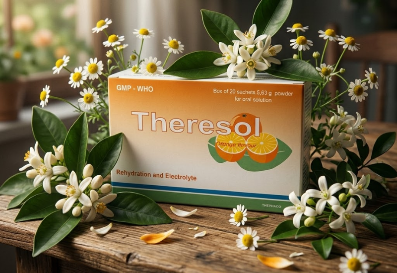 Hỗ trợ bù nước và điện giải Theresol (Hộp 20 gói)