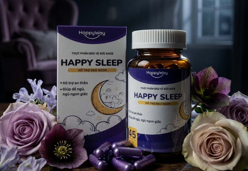 Viên uống hỗ trợ an thần và giúp ngủ ngon Happy Sleep Happyway (Hộp 45 viên)