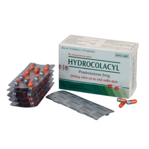Viên uống kháng viêm Hydrocolacyl 5mg Khapharco (Hộp 10 vỉ x 10 viên nang)