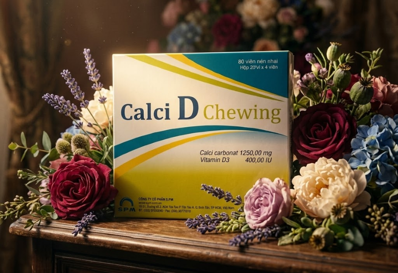 Thuốc bổ sung Canxi và Vitamin D3 Calci D Chewing (Hộp 80 viên)