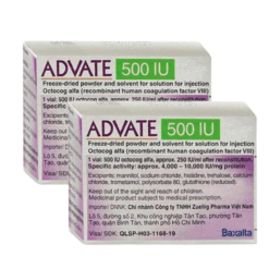 Thuốc bột đông khô pha tiêm trị tan máu bẩm sinh Advate Baxalta (Hộp 1 lọ bột và 1 lọ dung môi 2ml)