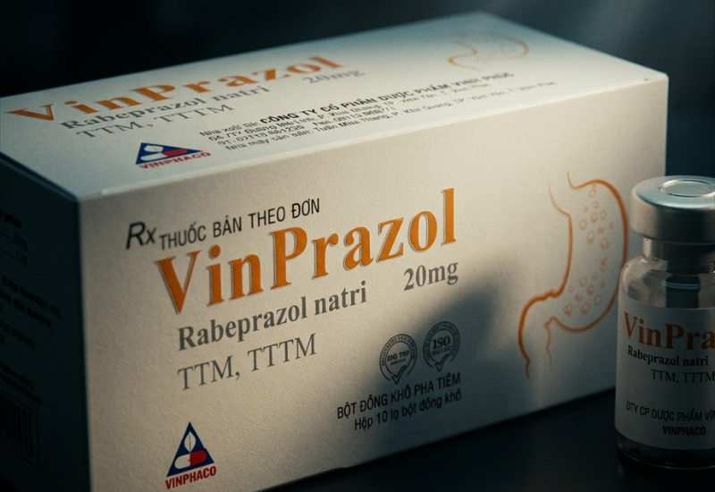 Thuốc bột đông khô pha tiêm trị viêm loét dạ dày Vinprazol Vinphaco (Hộp 1 lọ)