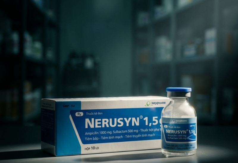 Thuốc bột pha tiêm kháng sinh Nerusyn 1,5g (Hộp 1 lọ)