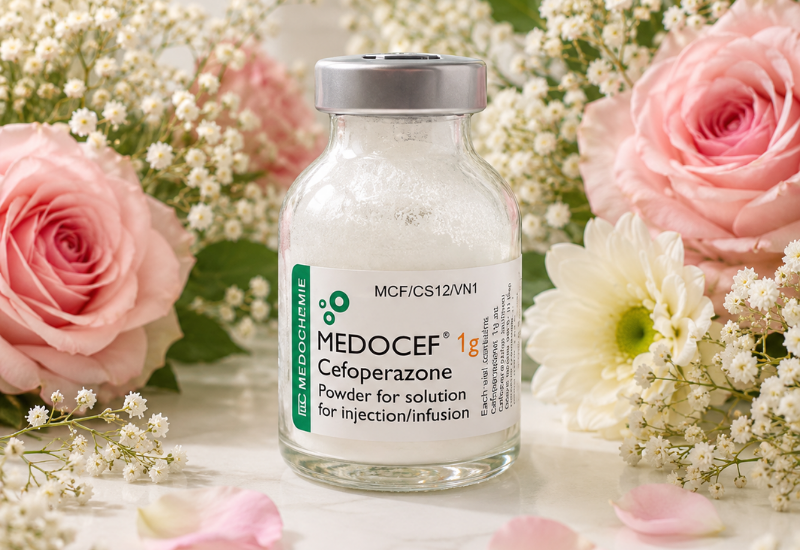 Thuốc bột pha tiêm trị nhiễm khuẩn Medocef 1g Medochemie (Hộp 1 lọ)