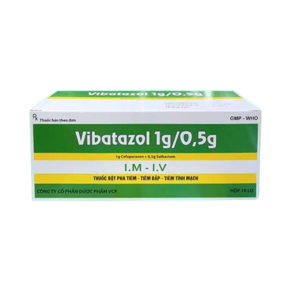 Thuốc bột pha tiêm Vibatazol 1g/0,5g VCP (Hộp 1 lọ)