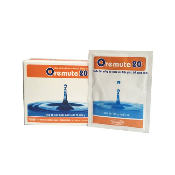 Thuốc bột bù nước và điện giải Oremute 20 Hasan-Dermapharm (Hộp 10 gói)