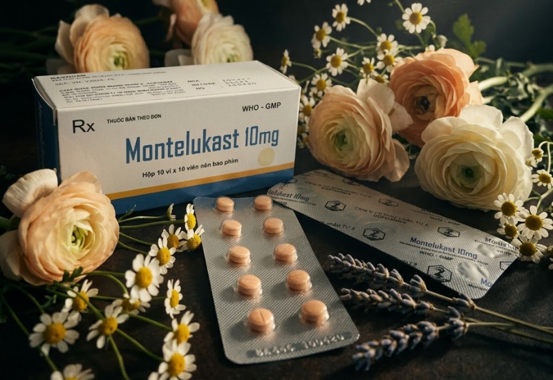 Thuốc điều trị hen phế quản Montelukast 10 mg Dược phẩm TW2 (Hộp 100 viên)