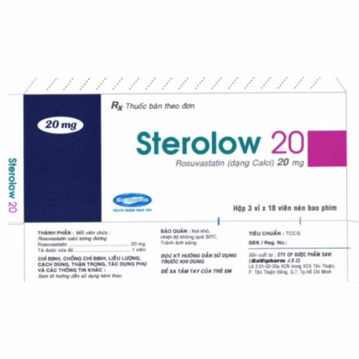 Thuốc điều trị mỡ máu Sterolow 20 SaVi (Hộp 30 viên)