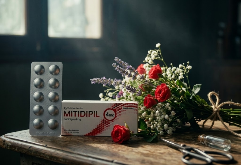 Thuốc điều trị tăng huyết áp Mitidipil 4mg PHAPHARCO (Hộp 30 viên)