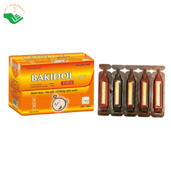 Thuốc giảm đau hạ sốt Bakidol Extra 250/2 Phương Đông (Hộp 30 ống x 5 ml)