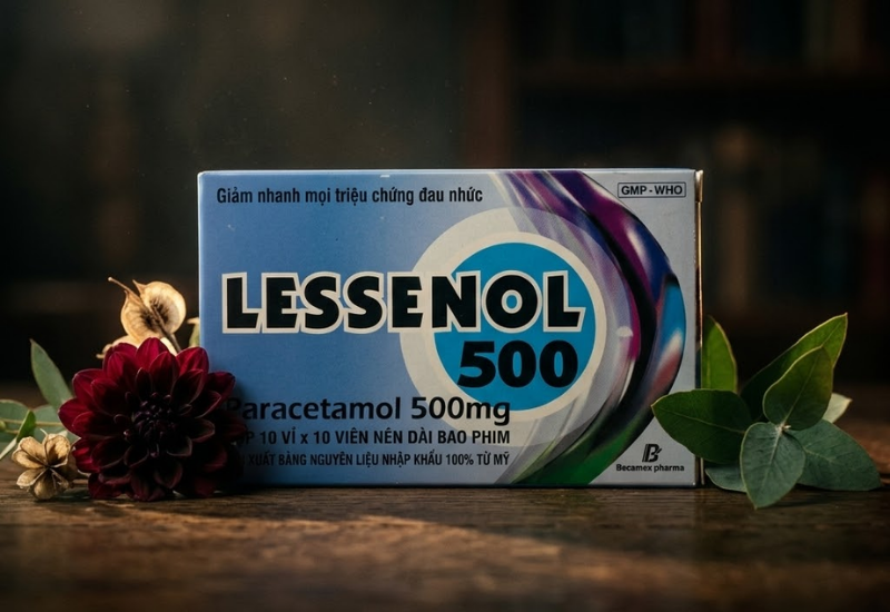 Thuốc giảm đau hạ sốt Lessenol 500 Becamex (Hộp 100 viên)