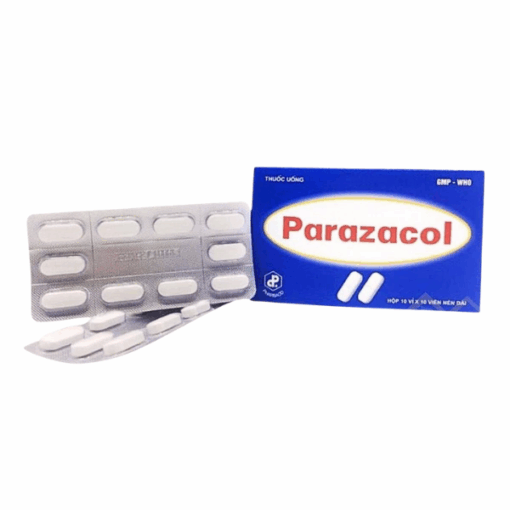 Thuốc giảm đau hạ sốt Parazacol 500mg Pharbaco (Hộp 10 vỉ x 10 viên nén dài)