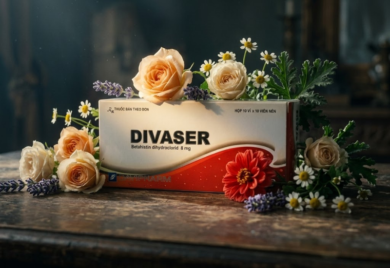 Thuốc điều trị chóng mặt Divaser 8mg Davipharm (Hộp 100 viên)
