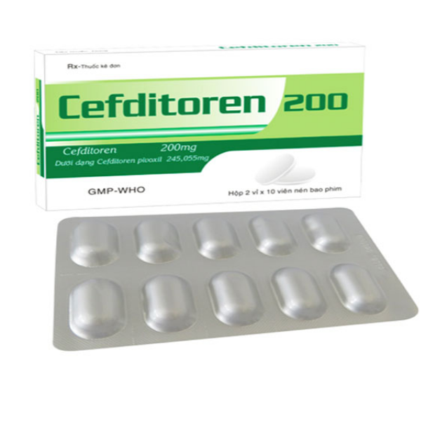 Thuốc kháng sinh Cefditoren 200mg Imexpharm (Hộp 2 vỉ x 10 viên)