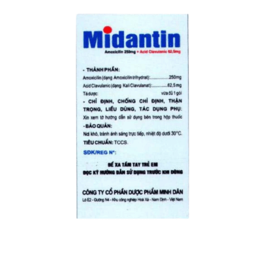 Thuốc kháng sinh Midagentin 250/31,25 Minh Dân (Hộp chứa bột pha hỗn dịch)