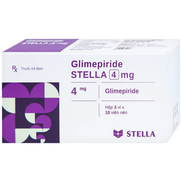 Thuốc điều trị đái tháo đường Glimepiride 4mg Tipharco (Hộp 30 viên)