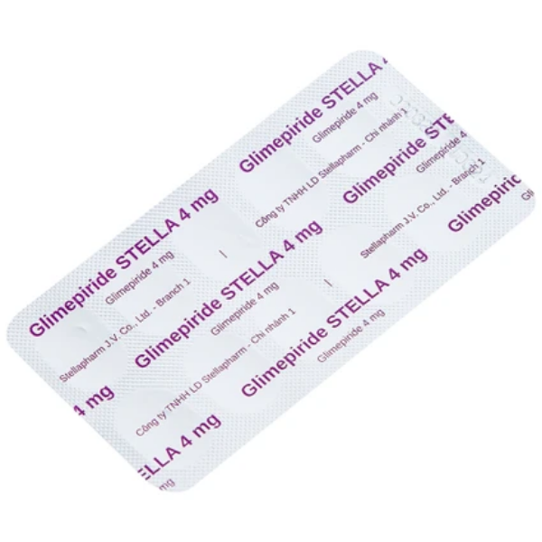 Thuốc điều trị đái tháo đường Glimepiride 4mg Tipharco (Hộp 30 viên)