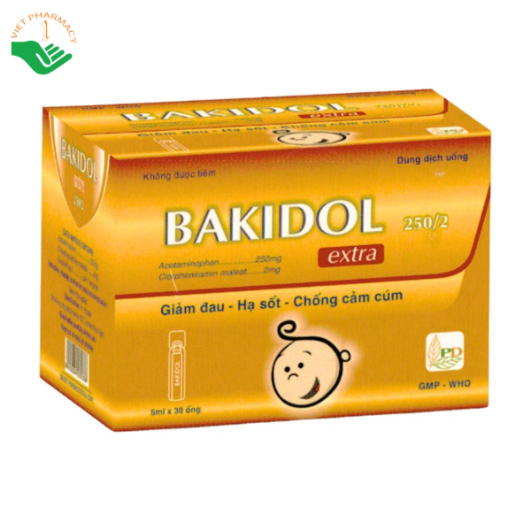 Thuốc giảm đau hạ sốt Bakidol Extra 250/2 Phương Đông (Hộp 30 ống x 5 ml)