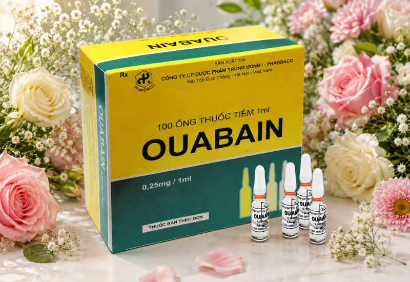 Thuốc tiêm trợ tim Ouabain 0,25mg Pharbaco (Hộp 100 ống x 1ml)