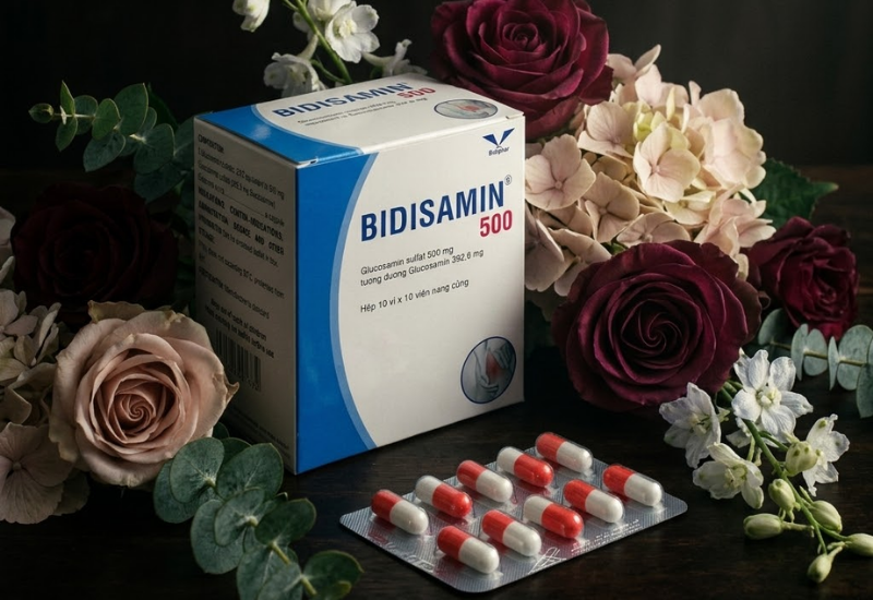 Thuốc trị thoái hóa khớp Bidisamin 500mg Bidiphar (Hộp 100 viên)