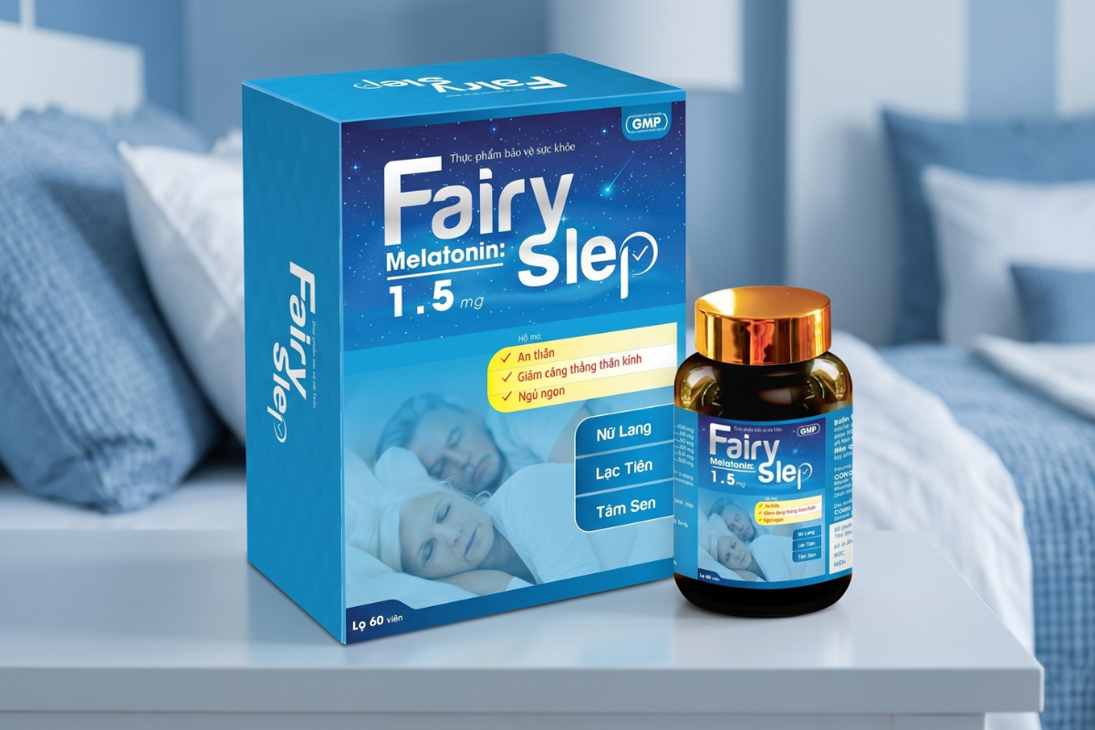 Viên uống Fairy Slep hỗ trợ giảm căng thẳng thần kinh, hỗ trợ ngủ ngon (Hộp 1 lọ x 60 viên)