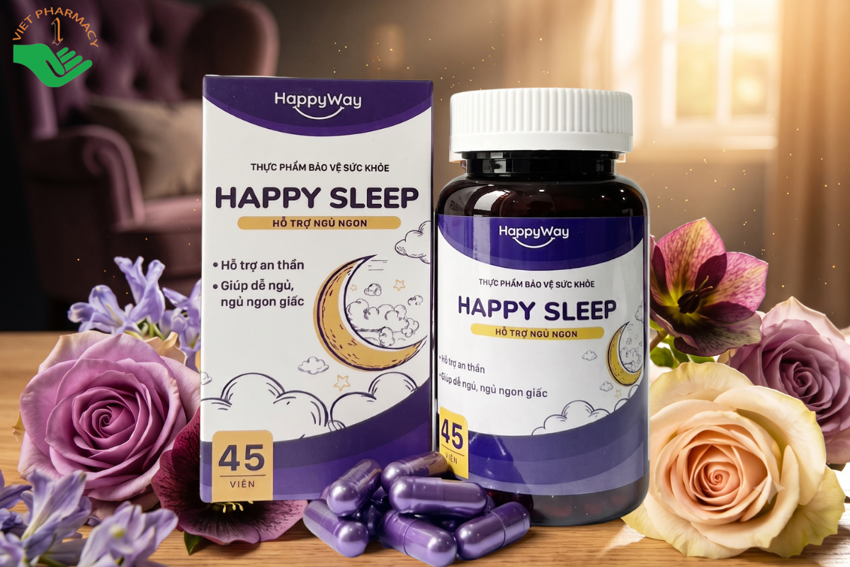 Viên uống hỗ trợ an thần và giúp ngủ ngon Happy Sleep Happyway 