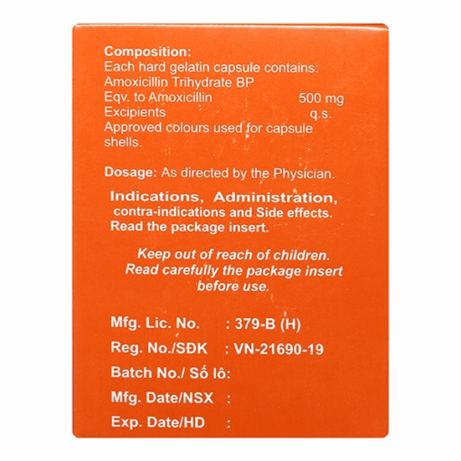Viên uống kháng sinh Amoxicilline 500 mg Euvipharm (Hộp 100 viên)