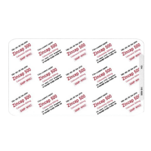 Thuốc kháng sinh điều trị nhiễm khuẩn Zincap 500 (Hộp 10 viên)