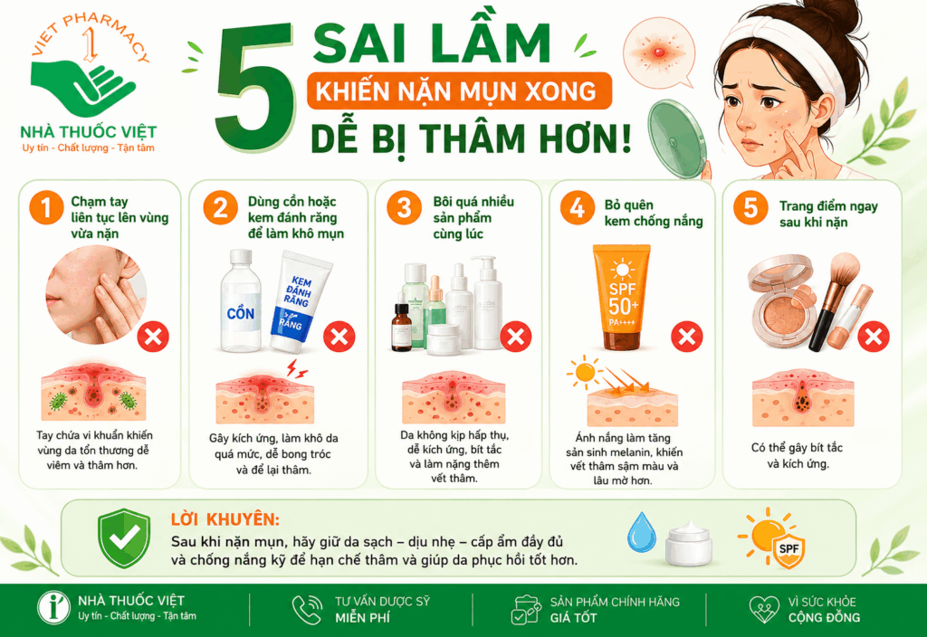 5 sai lầm khiến nặn mụn xong dễ bị thâm