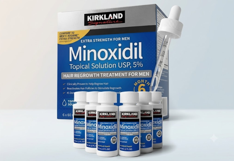 Dung dịch mọc tóc Minoxidil 5% Hair Regrowth Treatment Kirkland hỗ trợ kích thích mọc tóc, giảm rụng tóc (Hộp 6 ống x 60ml)