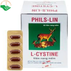 Viên nang mềm L-Cystine 500mg Phils Lin hỗ trợ điều trị viêm da, giảm rụng tóc và giúp móng tóc chắc khỏe (Hộp 12 vỉ x 5 viên)