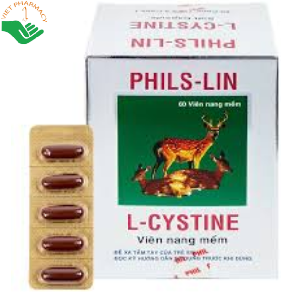 Viên nang mềm L-Cystine 500mg Phils Lin hỗ trợ điều trị viêm da, giảm rụng tóc và giúp móng tóc chắc khỏe (Hộp 12 vỉ x 5 viên)