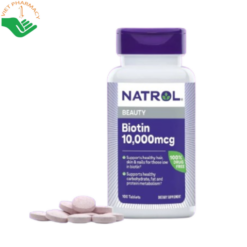 Viên uống Biotin Beauty Natrol hỗ trợ kích thích mọc tóc, giảm rụng tóc và giúp tóc chắc khỏe (Hộp 100 viên)