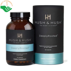 Viên uống Deeply Rooted Hush & Hush hỗ trợ giảm rụng tóc, kích thích mọc tóc và giúp tóc chắc khỏe (Hộp 120 viên)