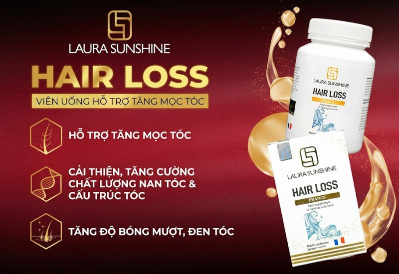 Viên uống Hair Loss Laura Sunshine hỗ trợ giảm rụng tóc, kích thích mọc tóc và giúp tóc dày, chắc khỏe từ thành phần tự nhiên (Hộp 60 viên)