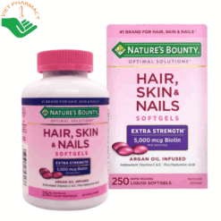 Viên uống Hair, Skin & Nails Nature's Bounty hỗ trợ nuôi dưỡng da sáng khỏe, tóc chắc khoẻ, móng cứng cáp và bổ sung vitamin, khoáng chất cho cơ thể (Hộp 250 viên)