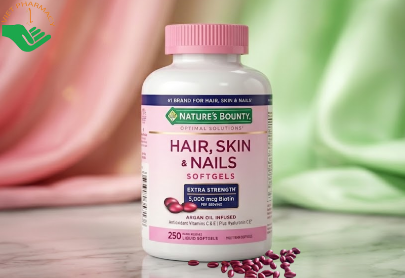 Viên uống Hair, Skin & Nails Nature's Bounty hỗ trợ nuôi dưỡng da sáng khỏe, tóc chắc khoẻ, móng cứng cáp và bổ sung vitamin, khoáng chất cho cơ thể (Hộp 250 viên)